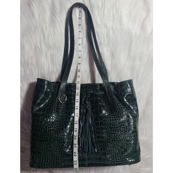 NWT|Patricia Nash|10th Anniversary Whitney Croc Embossed Green Leather Tote - Picture 10 of 11